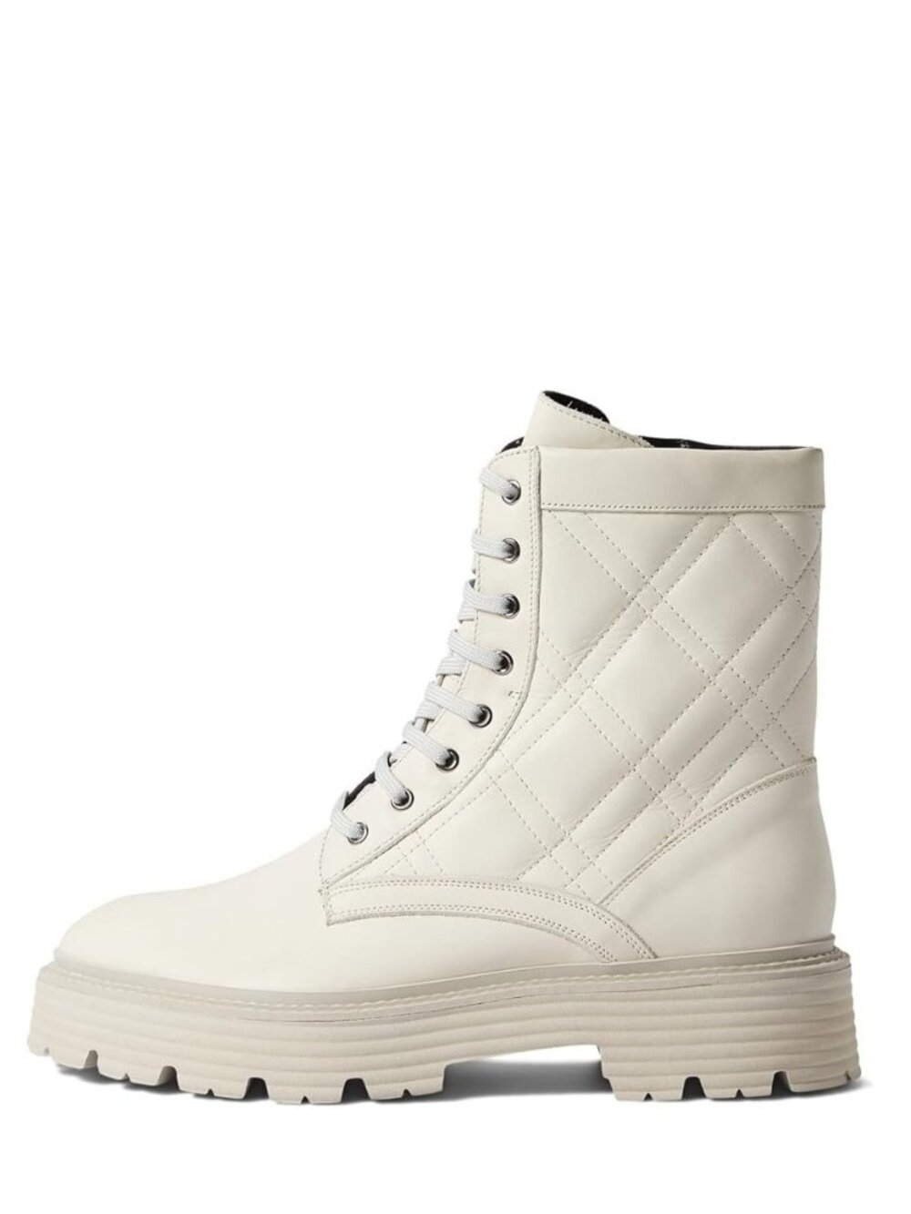 La CANADIENNE Yasmine Quilted Leather Combat Boots Ivory Cream Color size 7.5